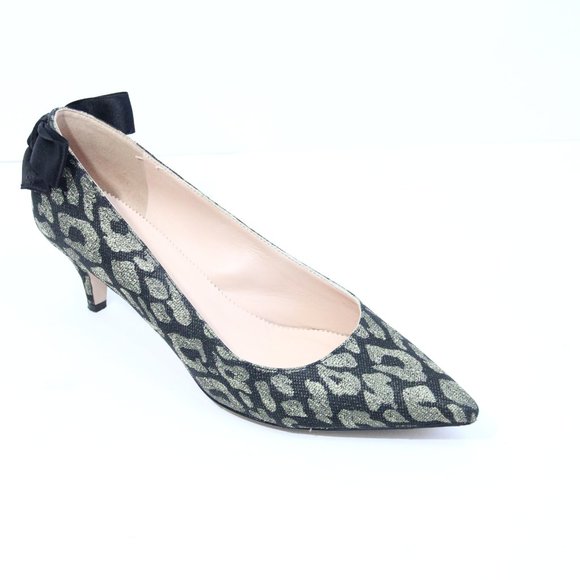 J Crew Animal Print Kitten Heel sz 12 Women Dulci Pumps Shoes Bow Pointed Toe - Picture 1 of 9